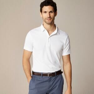 J.Crew Performance Polo Shirt Mens L White Pullover Coolmax Short Sleeve Stretch